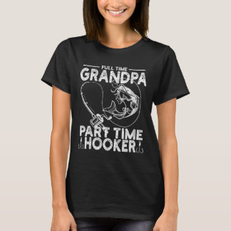 Camiseta Avô em Tempo Integral Pescador em Tempo Parcial Pi