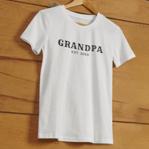 Camiseta Avô Estabeleceu Negrito Tipografia Preta