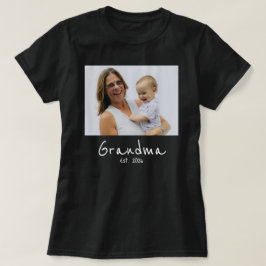 Camiseta Avó Estabelecida Foto script branco