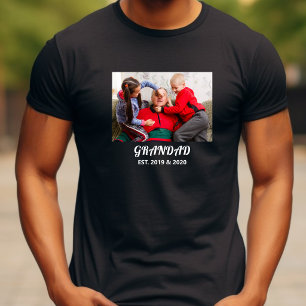 Camiseta Avô Estabelecido Foto Negrito Tipografia Branco
