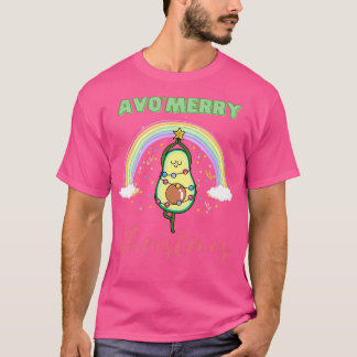 Camiseta Avo feliz Natal Avocado yoga arco-íris