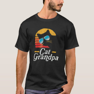 Camiseta Avô Gato Estilo Vintage Anos Oitenta Óculos de Sol