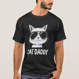 Camiseta Avô Gordo Óculos de Sol Gato Engraçado Vintage Pai