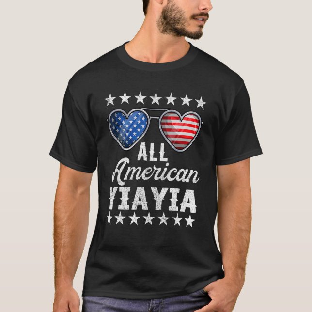 Camiseta Avó Grega 4 de julho Mulheres Americanas (Frente)