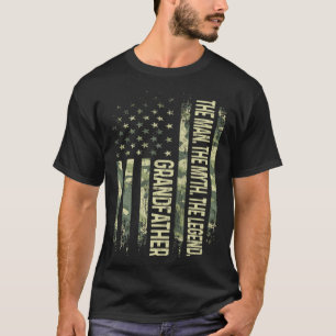 Camiseta Avô Homem Mito Lenda Camo Bandeira Americana Gordo