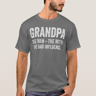 Camiseta Avô Homem Mito Má Influência Avô Engraçado