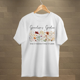 Camiseta Avó Jardim Aquarela Flor Silvestre Bonito Floral