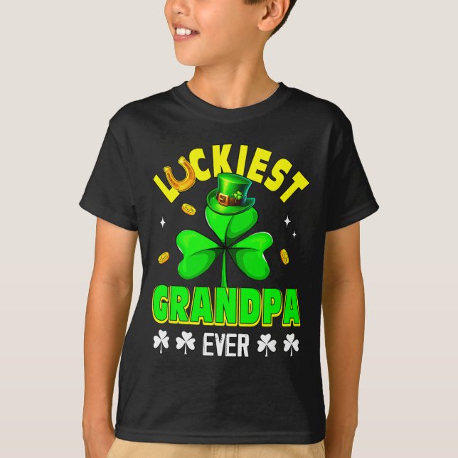 Camiseta Avô mais sortudo dia de patrick trevos engraçado (Frente)