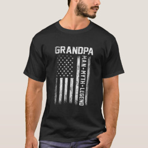 Camiseta Avô Man Myth Legend American Flag Dia de os pais