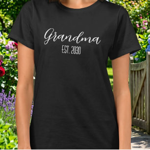 Camiseta Avó Minimalista Estabelecida Texto em Letra Branca