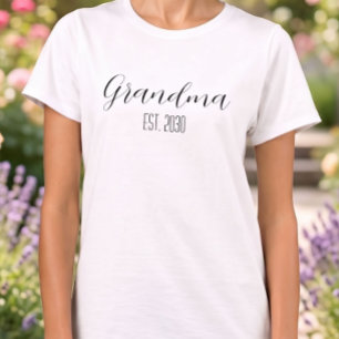 Camiseta Avó Minimalista Estabelecida Texto em Letra Preta