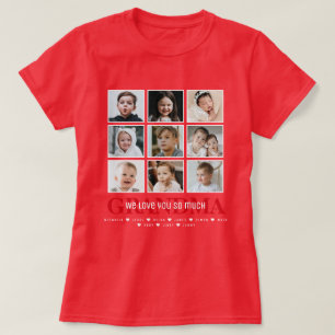 Camiseta Avó/Nana/Outros 9-Fotos Colagem Mensagem & Nomes
