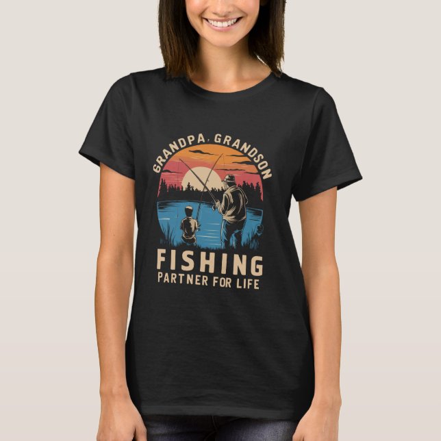 Camiseta Avô Neto Parceiro de Pesca Para a Vida Piada (Frente)