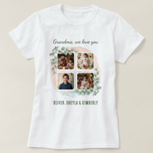 Camiseta Avó nós te amamos 6 Colagem de Fotos Eucalipto