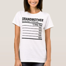 Camiseta Avó Nutrição Fatos Mulheres Personalizadas