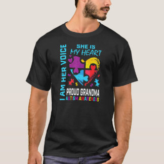Camiseta Avó Orgulhosa da Mulher Conscientização do Autismo