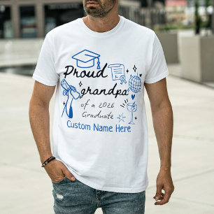 Camiseta Avô Orgulhoso Personalizado de um Graduado de 2026