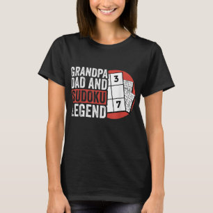 Camiseta Avô Pai E Lenda Sudoku Sudoku Quebra-cabeça Solvin