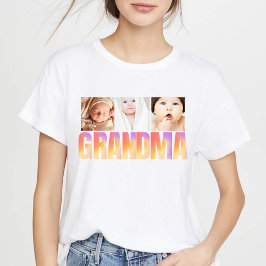 Camiseta avó pela primeira vez colagem personalizada de 3 f