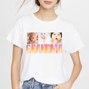 Camiseta avó pela primeira vez colagem personalizada de 3 f
