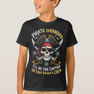 Camiseta Avô pirata esqueleto capitão do barco corsário