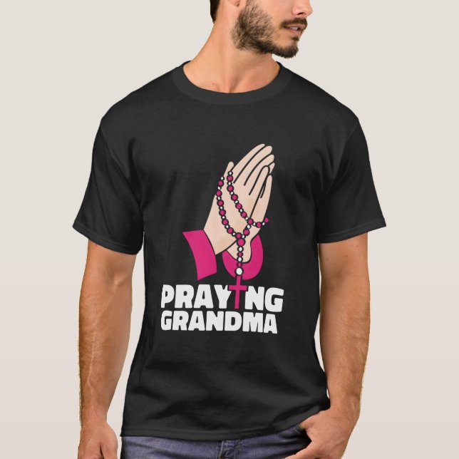 Camiseta Avó rezando Avó Cristianismo Cristã (Frente)
