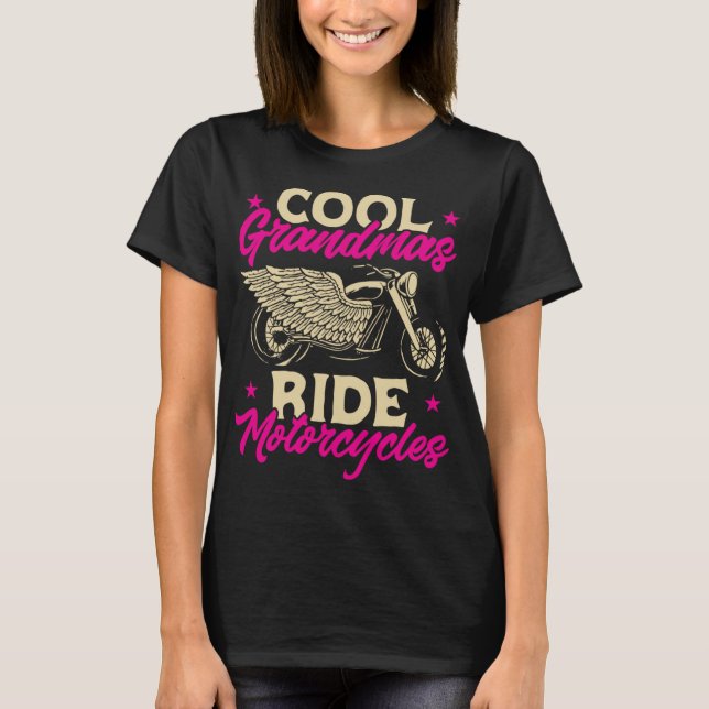 Camiseta Avó Ride Motorcicleta Engraçado Biker Vovó (Frente)