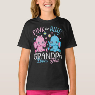 Camiseta Avô Rosa Ou Azul Te Ama Uma Menina Elefante