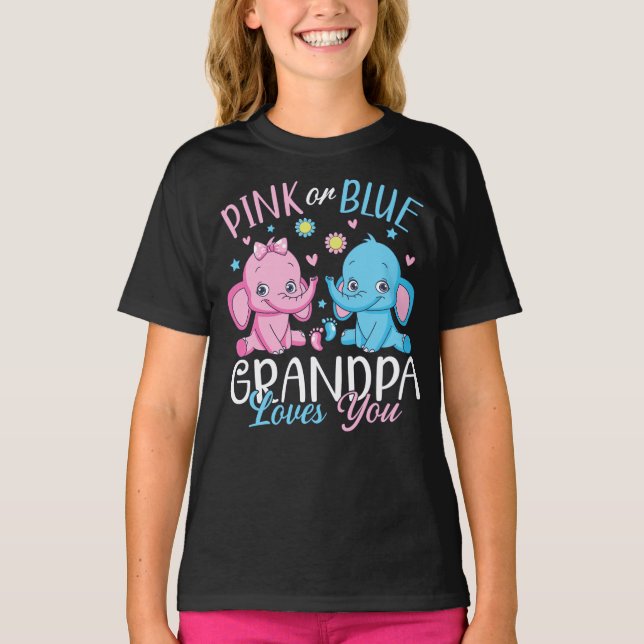Camiseta Avô Rosa Ou Azul Te Ama Uma Menina Elefante (Frente)