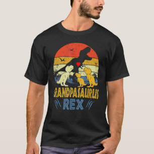 Camiseta Avô Saurus Rex Dinossaur Avô 3 Crianças Família