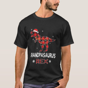 Camiseta Avô T-Rex Xadrez Vermelha Buffalo Dinossauro de Na