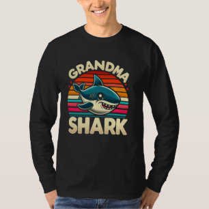 Camiseta Avó Tubarão Funny Shark Família Combinante para Mu