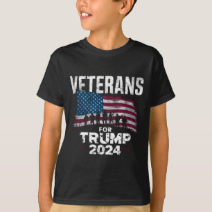 Camiseta Avô Veteranos Para Trump 2024 Bandeira Americana 