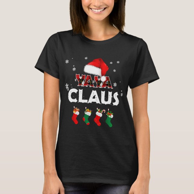 Camiseta Avó Yaya Claus Papai Noel Engraçado Pajam de Natal (Frente)