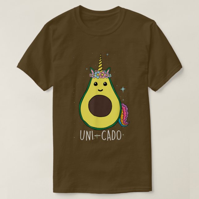 Camiseta Avocado Combinado Com UniCado Partido Cute Unicórn (Frente do Design)