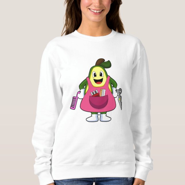 Camiseta Avocado como cabeleireiro com tesoura e comb (Frente)