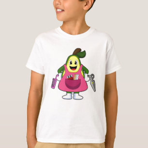 Camiseta Avocado como cabeleireiro com tesoura e comb