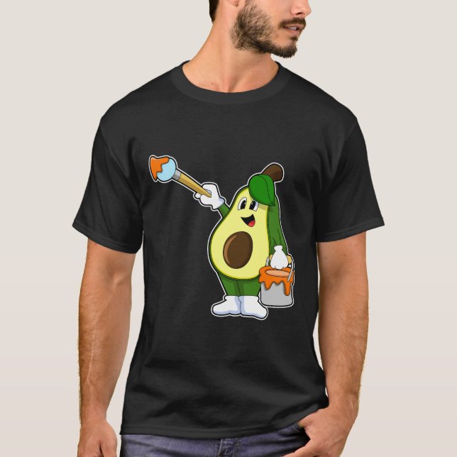 Camiseta Avocado como Pintor com Pincel de Tinta (Frente)