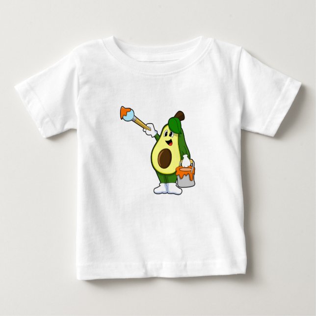 Camiseta Avocado como Pintor com Pincel de Tinta (Frente)