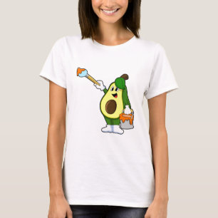 Camiseta Avocado como Pintor com Pincel de Tinta