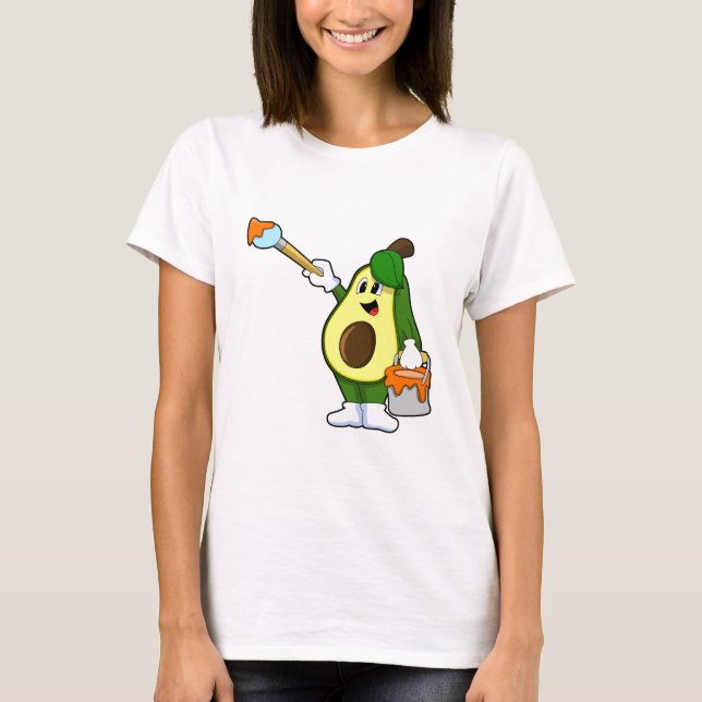 Camiseta Avocado como Pintor com Pincel de Tinta (Frente)