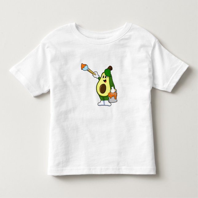 Camiseta Avocado como Pintor com Pincel de Tinta (Frente)