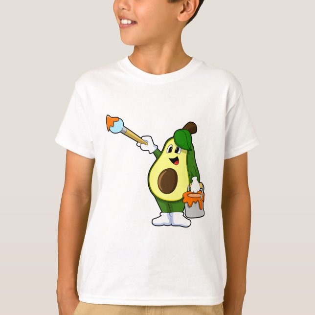 Camiseta Avocado como Pintor com Pincel de Tinta (Frente)