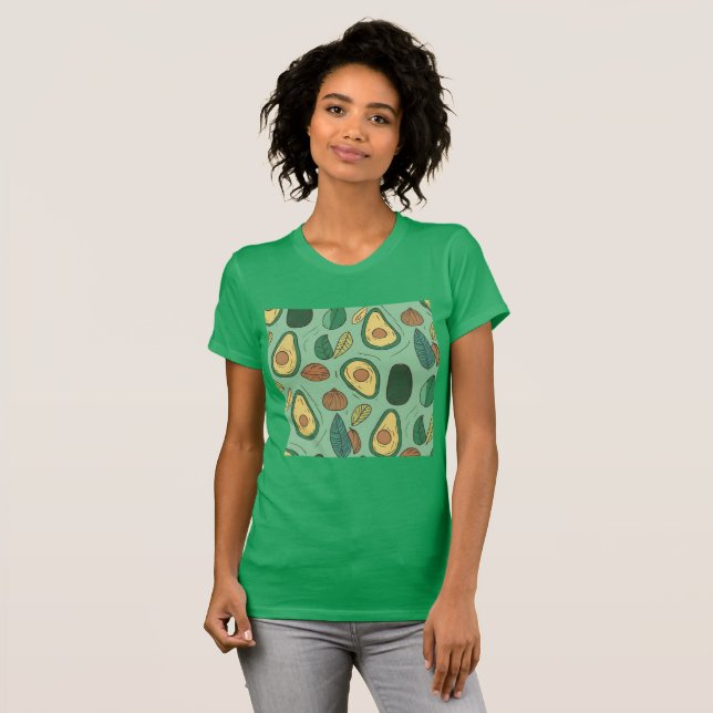 Camiseta Avocado Delight para Joyful Vibes Green (Frente Completa)