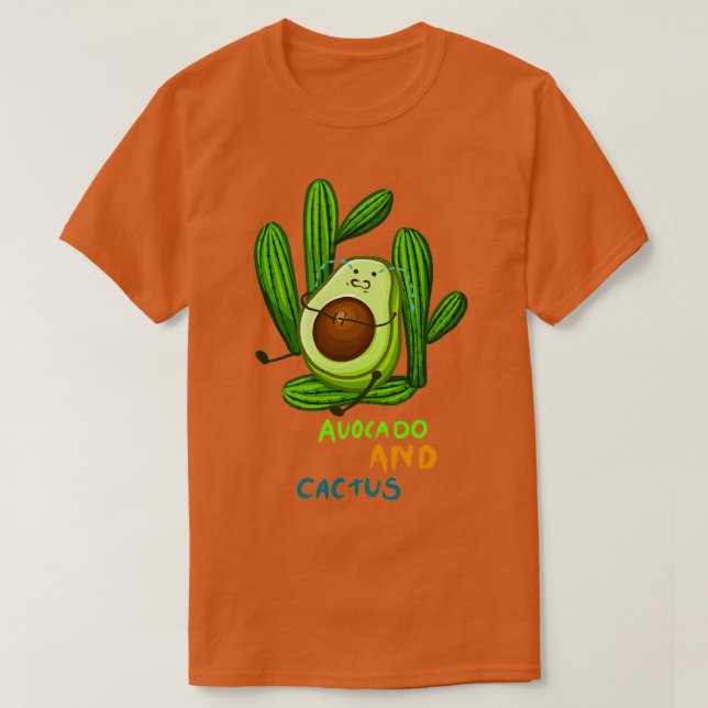 Camiseta Avocado e cacto engraçado (Frente do Design)