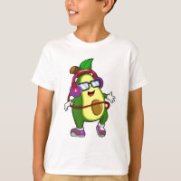 Avocado em Música com Fone de Ouvido