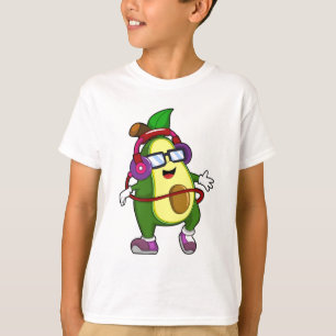 Camiseta Avocado em Música com Fone de Ouvido