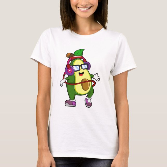 Camiseta Avocado em Música com Fone de Ouvido (Frente)
