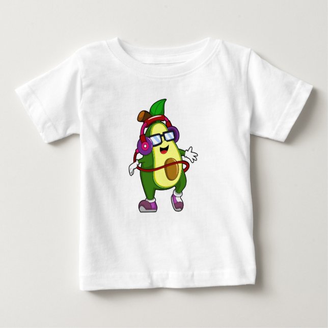 Camiseta Avocado em Música com Fone de Ouvido (Frente)
