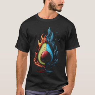 Camiseta Avocado Flames Vegan Vegetarian Fruta saudável Die